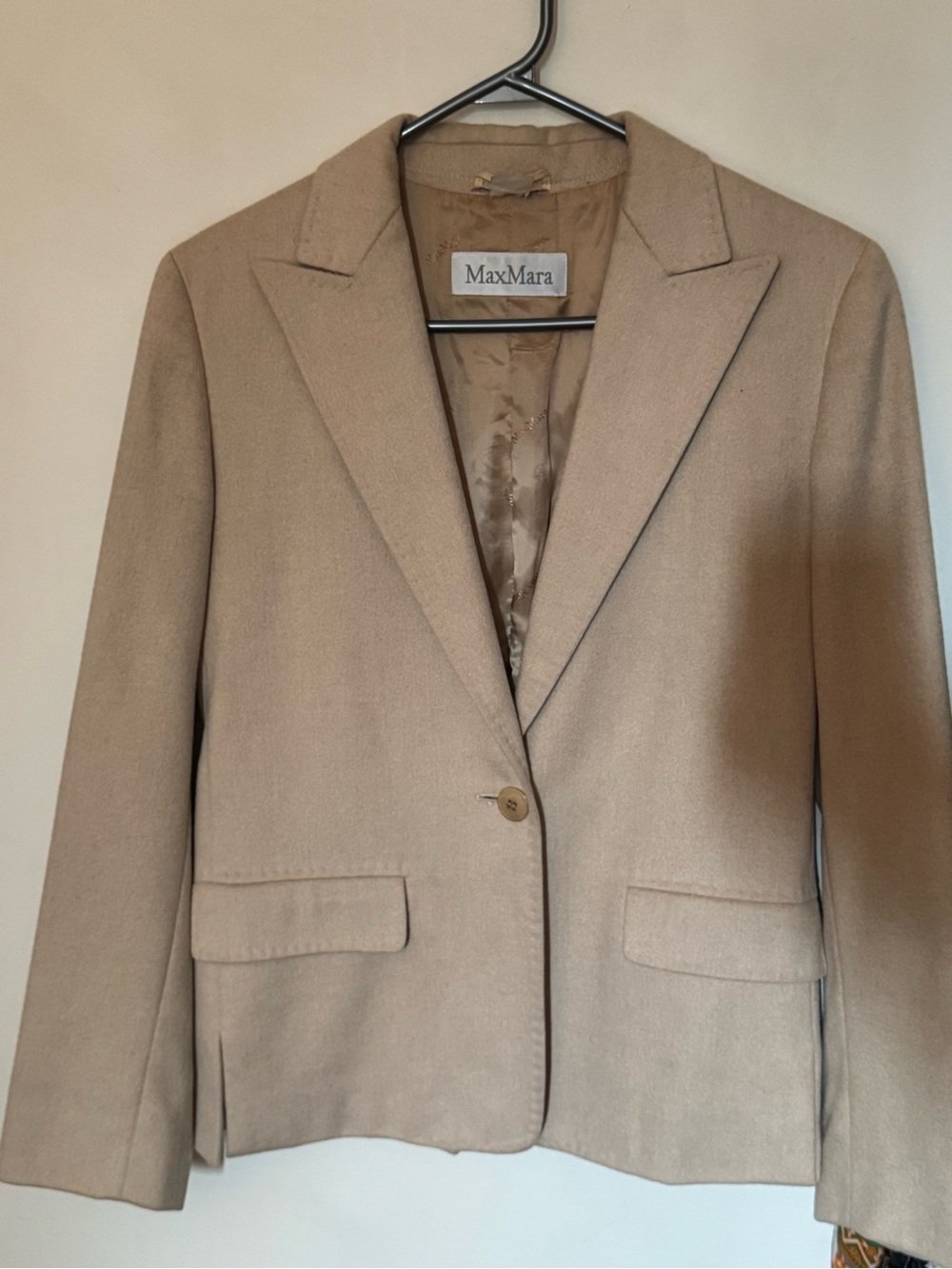 MaxMara Taupe Wool Single-Button Blazer